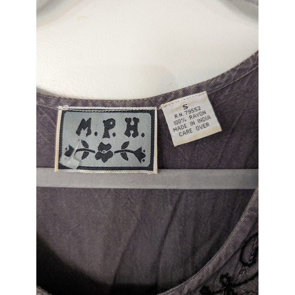 MPH Womens Small Purple Crinkle Rayon Embroidered Boho Maxi Dress ren faire - Picture 3 of 7